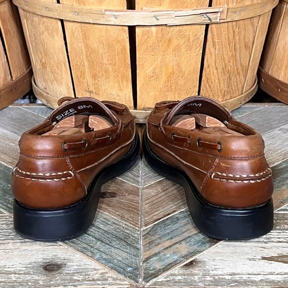 Brown Shoe Sundance Kiltie Tassel Brown Leather Slip-On Comfort Loafers Mens 8 - Picture 8 of 11